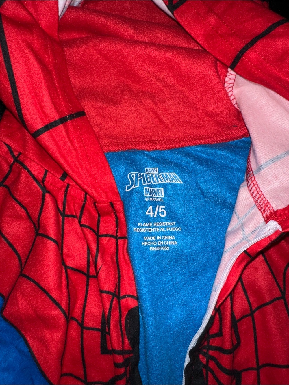 Marvel Spider-Man Red and Blue Hooded Kids Onesie Costume - Picture 3 of 4